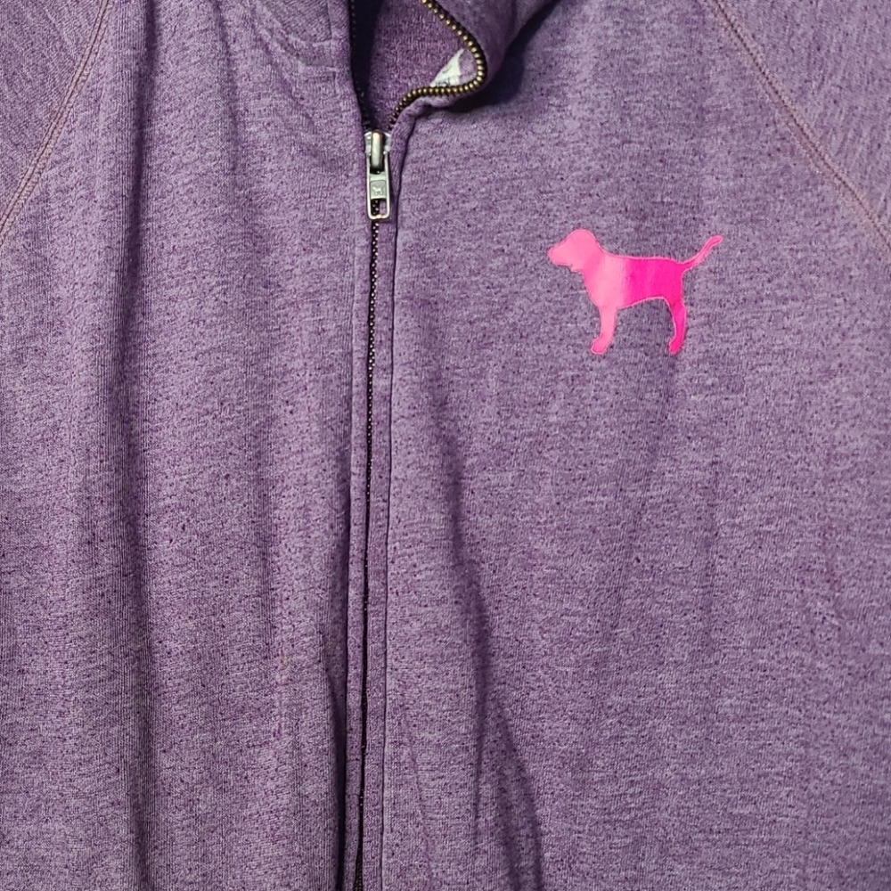 Victoria Secret Pink zip up purple sweatshirt sz L - Picture 5 of 7
